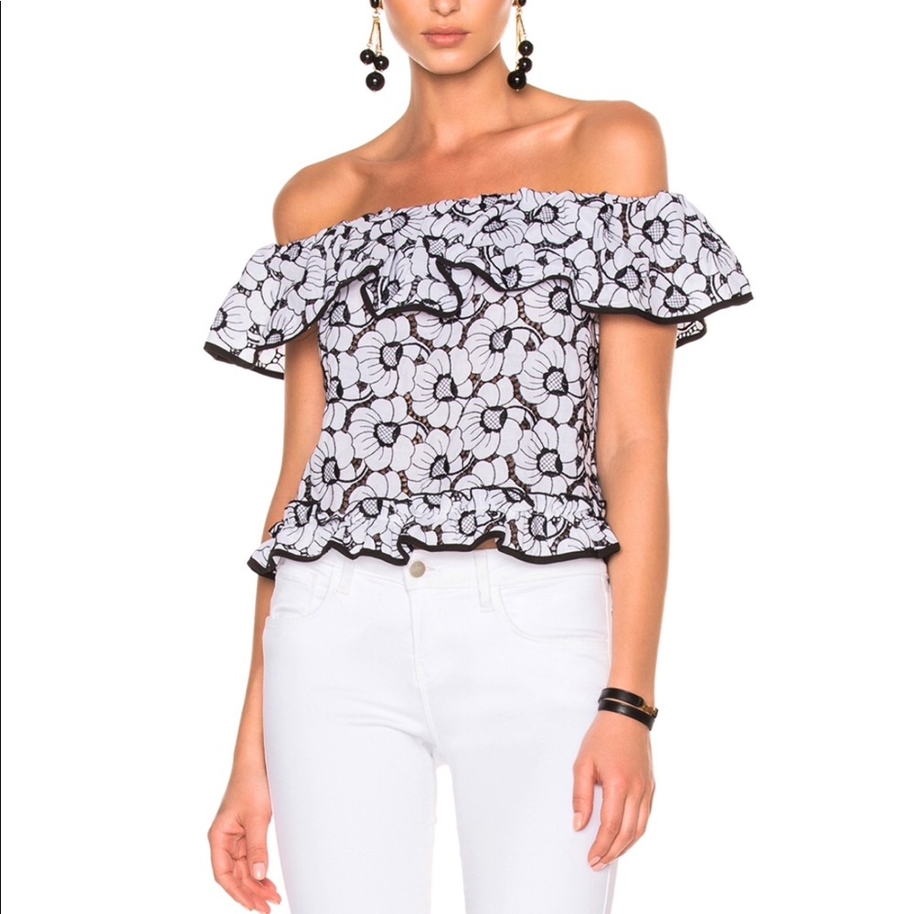 NICHOLAS***Camelia embroidery Off-Shoulder Top**Sm. $485
